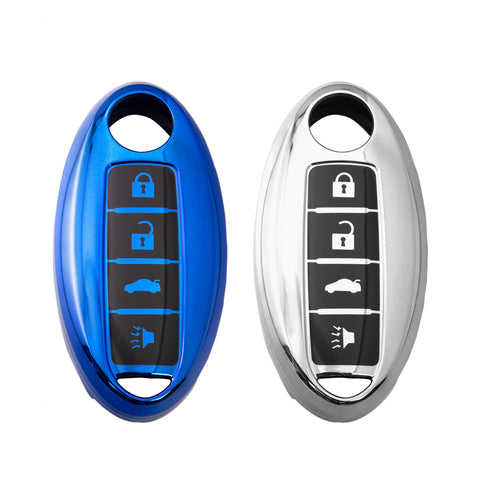 Blue/ Red/ Silver TPU Remote Key Fob Cover Case Protection for Nissan 4-Button Smart Key