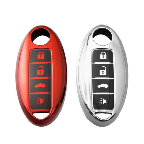 Blue/ Red/ Silver TPU Remote Key Fob Cover Case Protection for Nissan 4-Button Smart Key