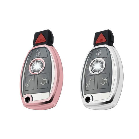 Xotic Tech 1x Silver Smart Remote Key Soft Fob Cover Case Protector for Mercedes C E S G CLS CLK SLK…