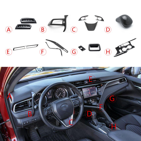 Carbon Fiber ABS Gear Panel AC Air Vent Passenger Glove Box Trim For Camry 2018+