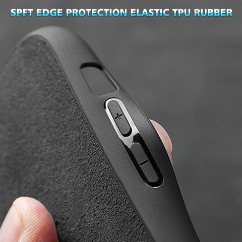 Ultra Slim and Light Sports Style Mustang Logo Alcantara Leather Matte Black Compatible with Apple iPhone 12 Mini Case Cover Protection