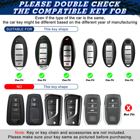 Xotic Tech Silver TPU Key Fob Shell Full Cover Case w/ Blue Keychain, Compatible with Nissan J10 J11 Note Micra X-Trail T31 T32 Kicks Tiida Infiniti QX80 QX70 QX50 Q50 Q60 Smart Keyless Entry Key