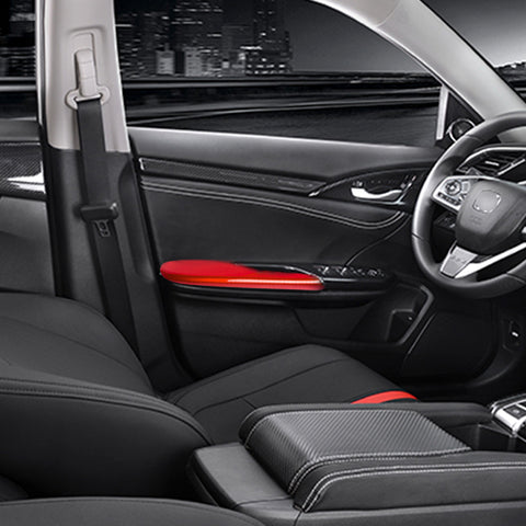 Sporty Red Interior Door Armrest Panel Trim Cover For Honda Civic 2016-2020 21