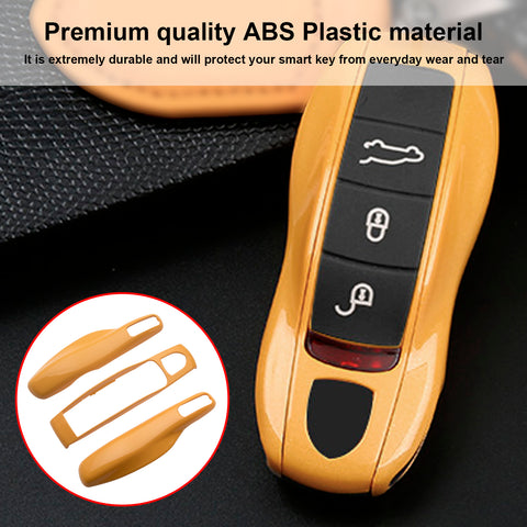Yellow Smart Key Case Protector Skin For Porsche Cayman Carrera Macan Panamera