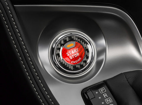 2x Carbon Fiber Red Engine Start Stop Button + Ring Covers For Infiniti Q50 Q60