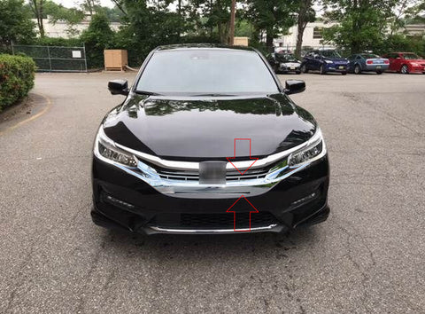 ABS Front Bumper Center Grille Lower Frame Cover Trim Honda Accord 2016 2017 2018 Chrome Silver