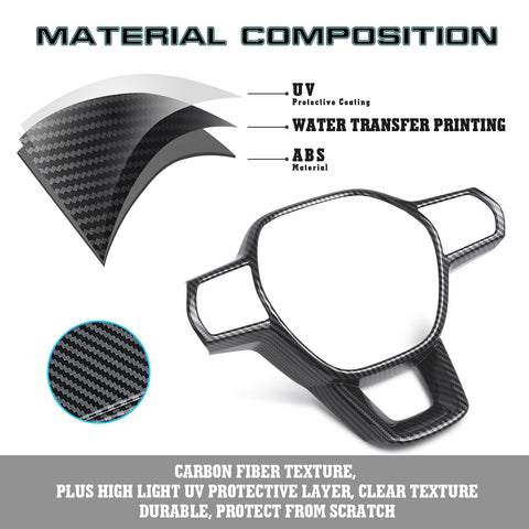 Carbon Fiber black Style Inner Steering Wheel Cover Trim For Honda Civic 11th Gen 2022-2024