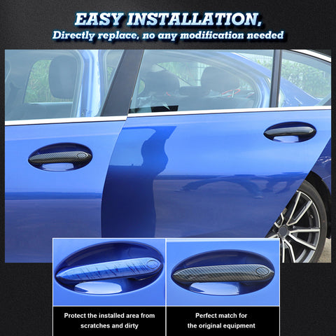 4Pcs Carbon Fiber Pattern Door Handle Cover Trim For BMW 3 Series 330i Sedan 2019-2021