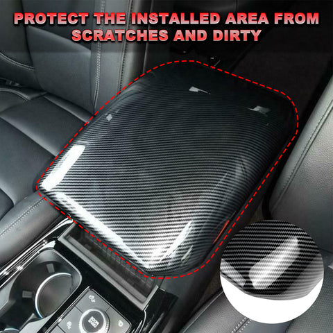 Carbon Fiber Texture Central Armrest Box Molding Cover For Ford Explorer 2020-23