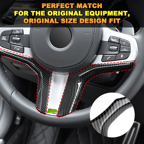 2pcs Carbon Fiber Steering Wheel Lip Strip Molding ABS Trim For BMW 3 Series G20 320i