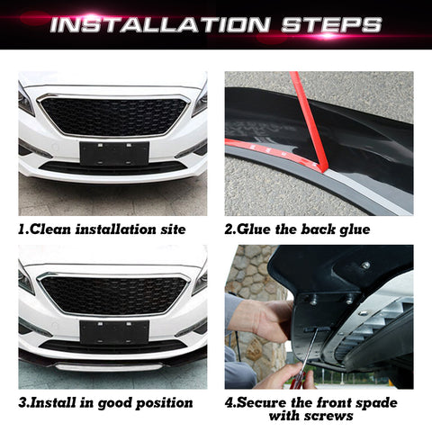 Front Bumper Lip Chin Spoiler Splitter Diffuser Protector Body Kit Compatible with Honda Accord Civic or Volkswagen MK5 MK6 MK7 or Kia Optima or Mitsubishi Lancer, Matte Black w/White 4pcs