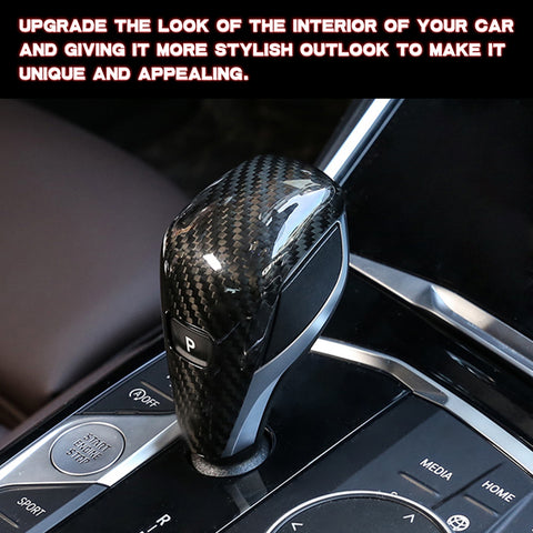Carbon Fiber Pattern Gear Shift Knob Cover Trim For BMW 3 Series G20 2019-2024