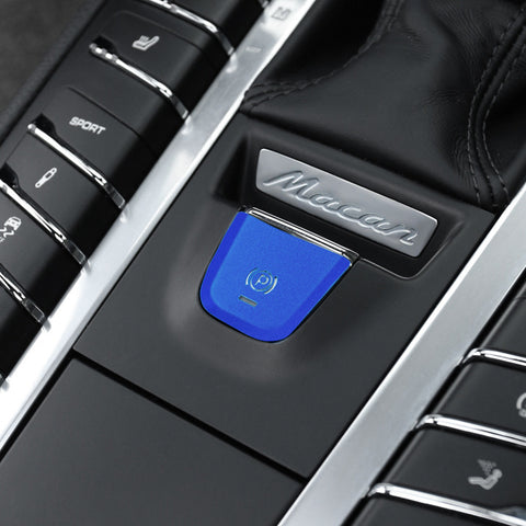 Car Interior Parking Brake P Button Switch Knob,Handbrake Button Frame Decoration Cover Sticker Compatible with Porsche Macan 2014-2021 (Blue)