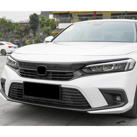 3PCS Carbon Fiber Style Front Upper Bumper Grille Trim For Honda Civic 11th Gen