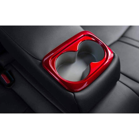 Red Interior ABS Water Cup Holder Cover Trim For Honda Civic 10th-11th 2016-2022