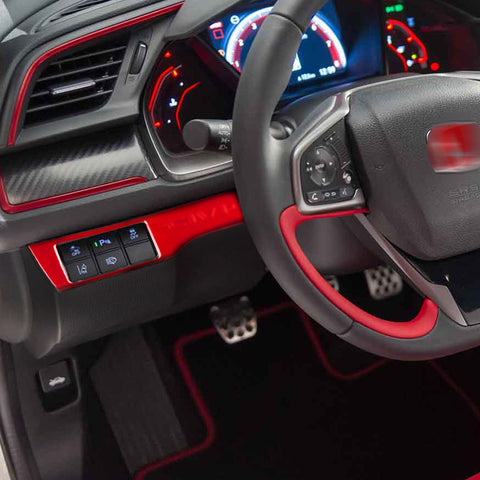 Red Sporty Race Style Headlight Switch Button Frame Cover For Honda Civic 16-21