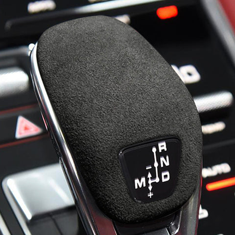 Grey Alcantara Suede Leather Gear Shift Knob Cover For Porsche Panamera 2018-up