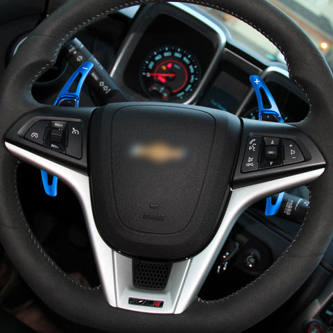 Blue Add-on Steering Wheel Paddle Shift Extension For Chevy Camaro 2012-2015