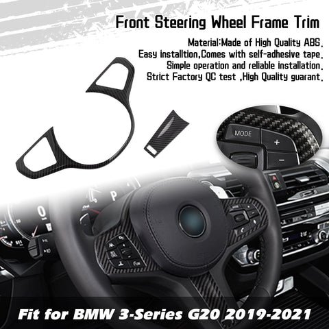 Carbon Fiber Look Steering Wheel Moulding Trim Kit For BMW 3 Series G20 2019-21