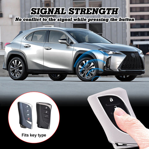 White TPU w/Leather Style Full Protect Remote Key Fob Cover For Lexus ES 350 18+