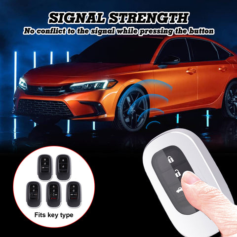 Silver Soft TPU Full Protect Remote Smart Key Fob Cover w/Keychain For Honda Accord Civic 2022