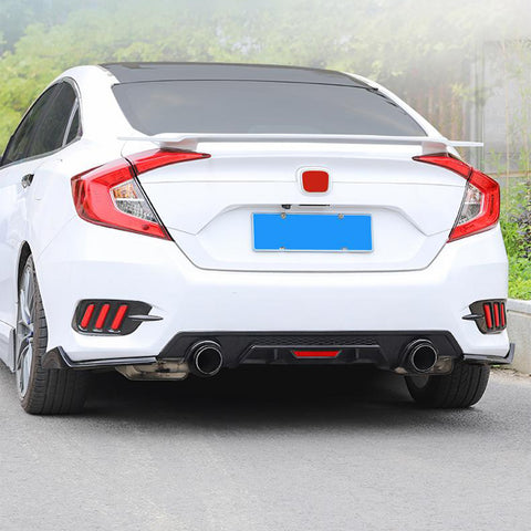Sedan Rear Bumper Side Skirt Lip Splitter Glossy Black For 2016-2021 Honda Civic 4 Door Sedan Model