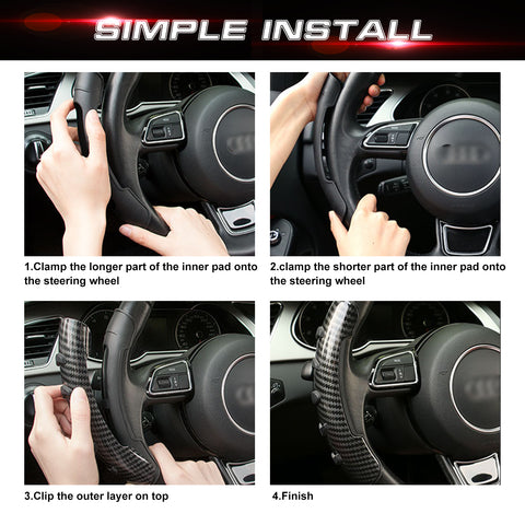 Carbon Fiber Style Steering Wheel Booster Non-Slip Cover Universal Accessories