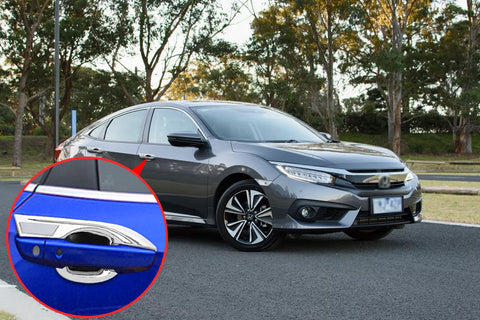 Exterior Door Handle Bowl Insert Molding Cover Decorative Protector Trim Chrome ABS for Honda Civic 10th Gen Sedan 2016 2017 2018 2019 2020 w/ keyless hole