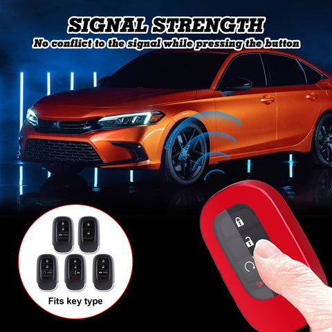 Red Soft TPU Full Protect Remote Smart Key Fob Cover For Honda Accord Civic 2022