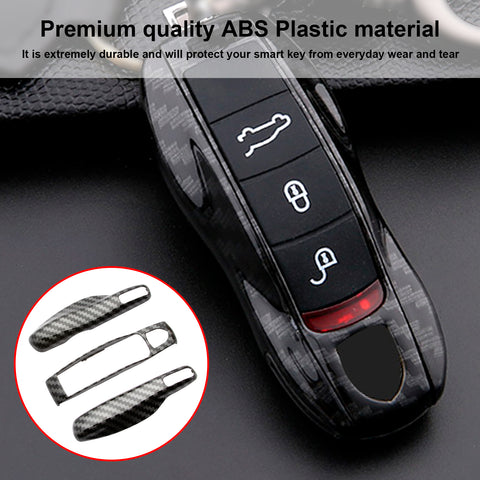Gloss Black Carbon Fiber ABS Remote Key Holder Skin For Cayenne Cayman Carrera Panamera Boxster Macan