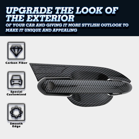 4PCS Exterior Door Handle Cover Trim For Toyota Highlander 2020-up, Carbon Fiber Pattern