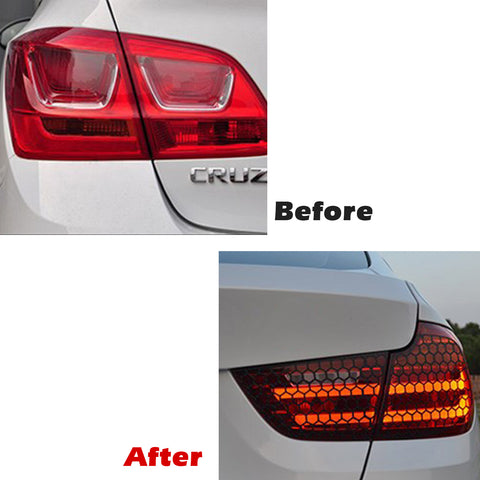 2pcs PVC Exterior Tail Brake Light Lamp Cover Honeycomb Sticker Universal for Cars 18.8'' x 11.8'' (Carbon Fiber Style)