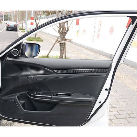 Carbon Fiber Pattern Door Strip Cover Decal For Honda Civic 10th Gen 2016-2021