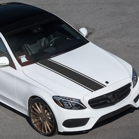 3X Carbon Fiber Texture Waterproof KK Vinyl Front Hood Bumper Stripe Sticker