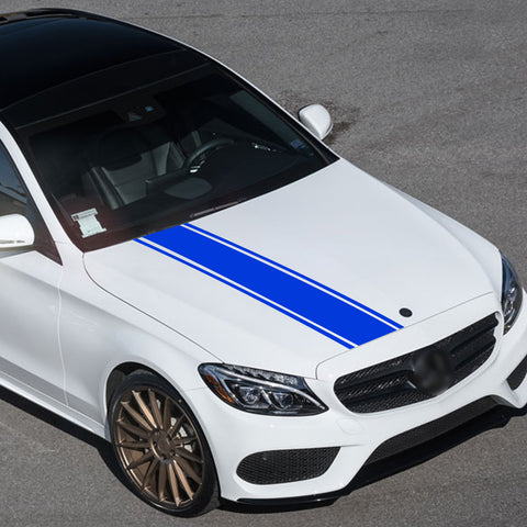 3X Blue KK Vinyl Front Hood Bumper Fender Trunk Stripe Stickers Decal For Car