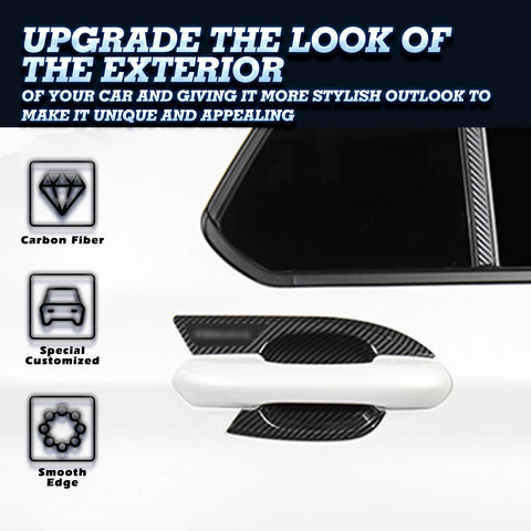 Carbon Fiber ABS Exterior Door Handle Bowl Cover Trim For Ford Explorer 2020-23