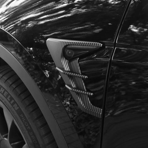 Glossy Carbon Fiber Side Fender Camera Flank Cover Trim For Tesla Model 3 Y 2021