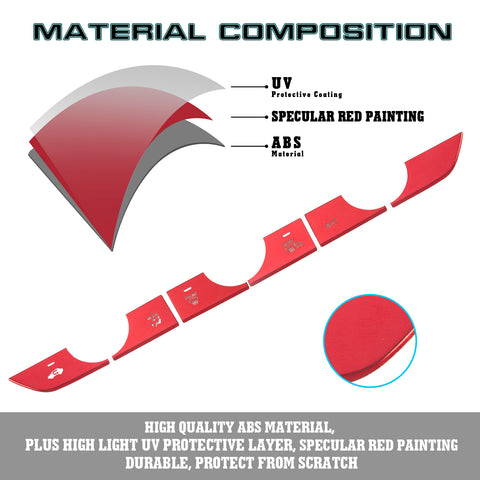 6pcs Red Inner Center Console AC Switch Cover Trim For Honda Civic 11th Gen 2022