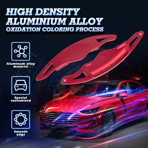 2x Aluminum Red Steering Wheel Paddle Shifter Extensions For Hyundai Genesis G70