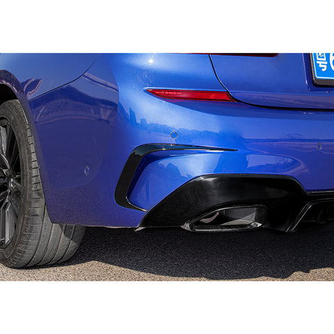 2pcs Exterior Rear Bumper Spoiler Lower Side Air Vent Frame Cover Trim For BMW 3 series G20 2019-2021, Style A-Glossy Black