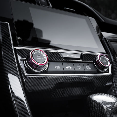 Carbon Fiber Style Center Console AC Switch Climate Control Panel Frame Molding Cover Trim for Honda Civic 2016 2017 2018 2019 2020