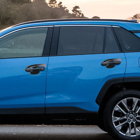 Exterior Door Handle w/ Handle Bowl Cover Trim, Glossy Black, Compatible with Toyota Rav4 2019-2024with Smart Keyhole)