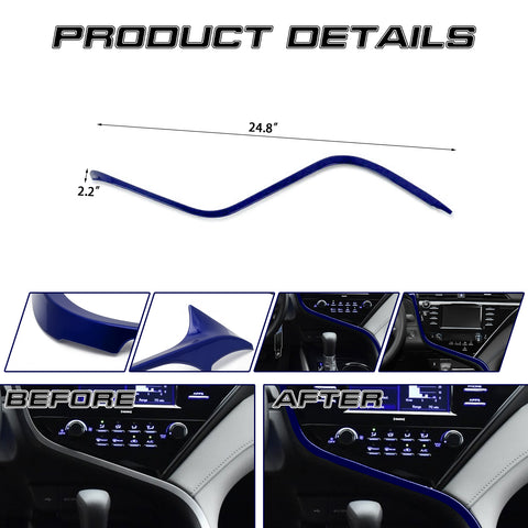 For Toyota Camry 2018-2024 Blue Inner Center Console Dashboard Strip Cover 1PC