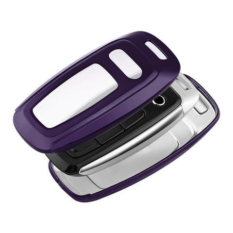 Purple TPU Full Seal Smart w/Button Key Holder Shell For Audi A7 A8 Q5 R8 TT S5