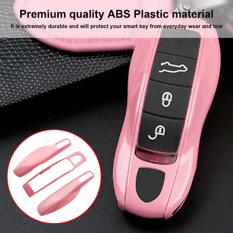 Gloss Pink ABS Smart Key Fob Cover Holder For Porsche Macan Carrera 911 Cayenne