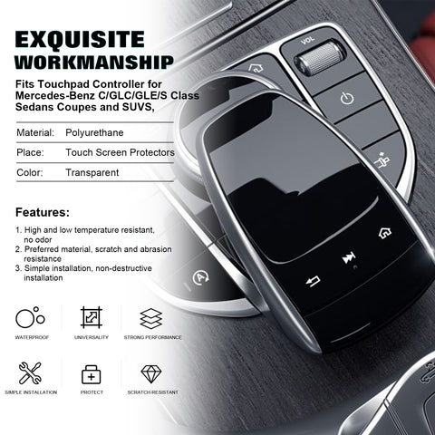 Central COMAND Touchpad Navigation Touch Controller Screen Multimedia Button Sensitive Protector Invisible Ultra HD Clear Film Skin Guard Compatible with Mercedes-Benz C E GLC GLE GLS Class