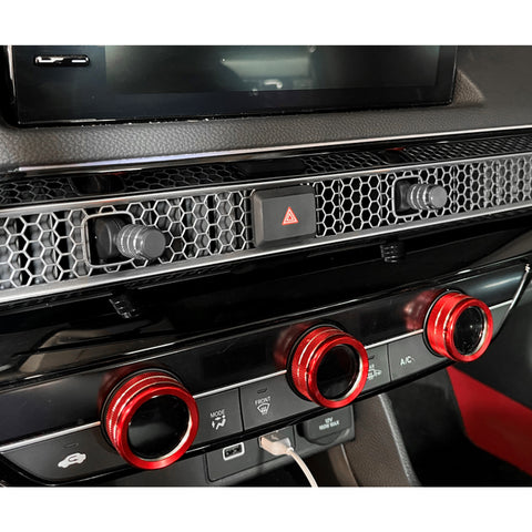 3x Red Center Console AC Switch Knob Ring Covers For Honda Civic 11th Gen 2022+