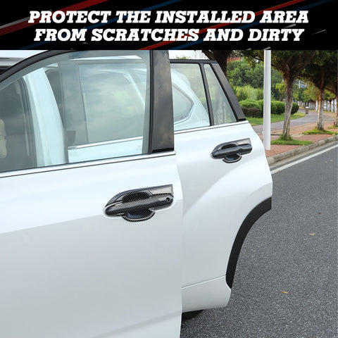 8PCS Door Handle + Door Handle Bowl Cover Trim Kit For Toyota Highlander 2020-UP, Carbon Fiber Pattern