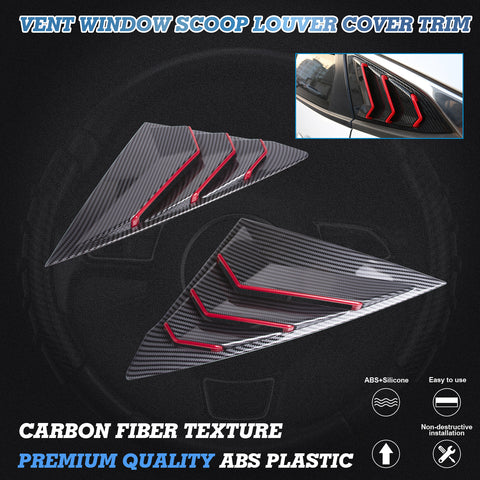 2x Carbon Fiber Pattern Window Louver Air Vent Cover Trim For Honda Civic 11th