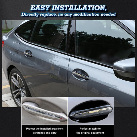 4X Carbon Fiber Style Door Handle Bezel Cover DecorFor BMW 5 Series G30 2018-up
